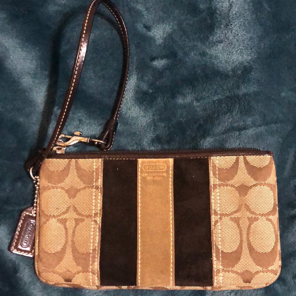 Coach brown wristlet